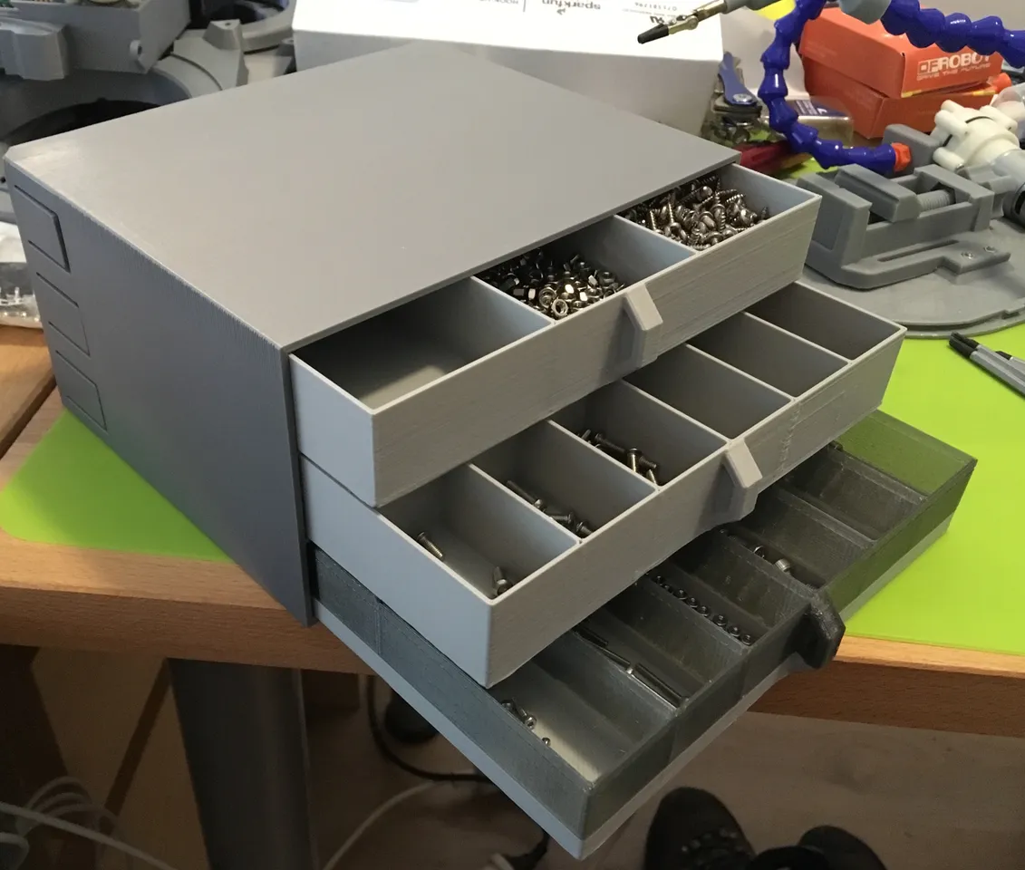 Screw and hardware storage drawers — printed by a customer